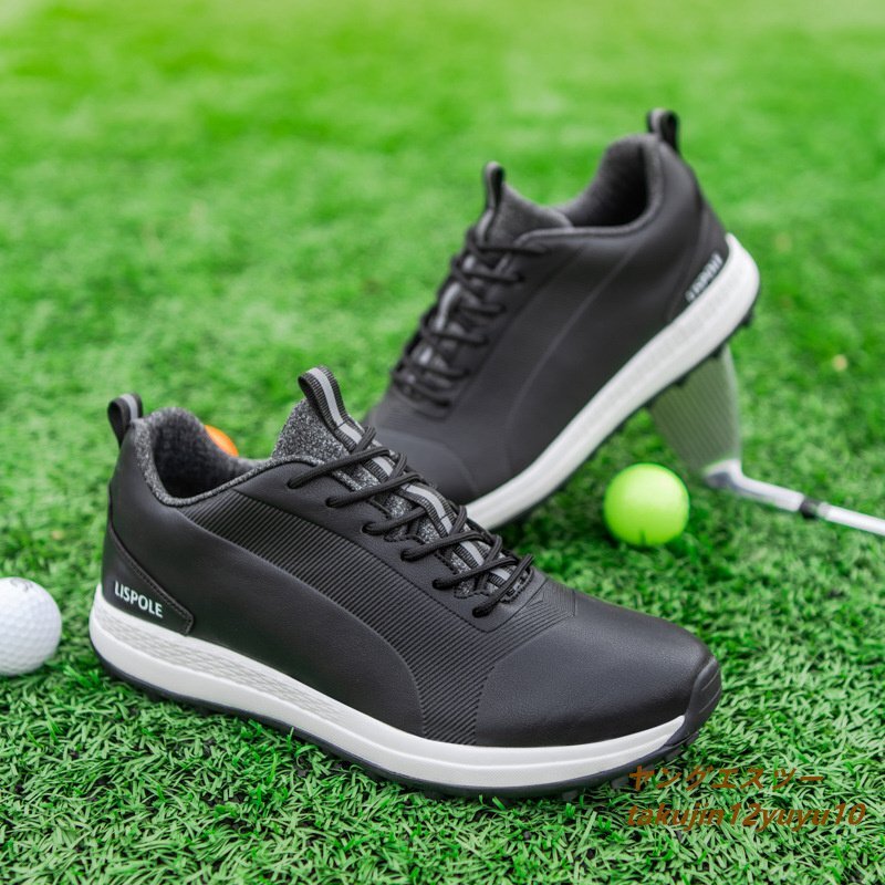  golf shoes 4E sport shoes spike less new goods men's sport shoes strong grip Fit feeling light weight elasticity .... slide enduring . ventilation black 26.0cm