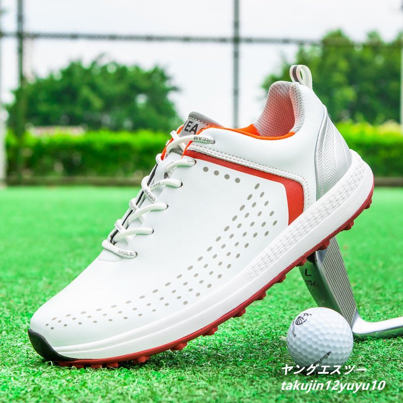  new goods sale golf shoes men's sneakers sport shoes Dennis sport shoes walking shoes light weight waterproof . slide enduring . white / red 28.0cm