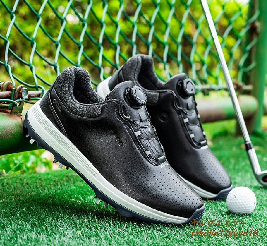  golf shoes new goods men's sport shoes soft spike strong grip Fit feeling light weight elasticity . sport shoes ... slide enduring . ventilation black 28.0cm