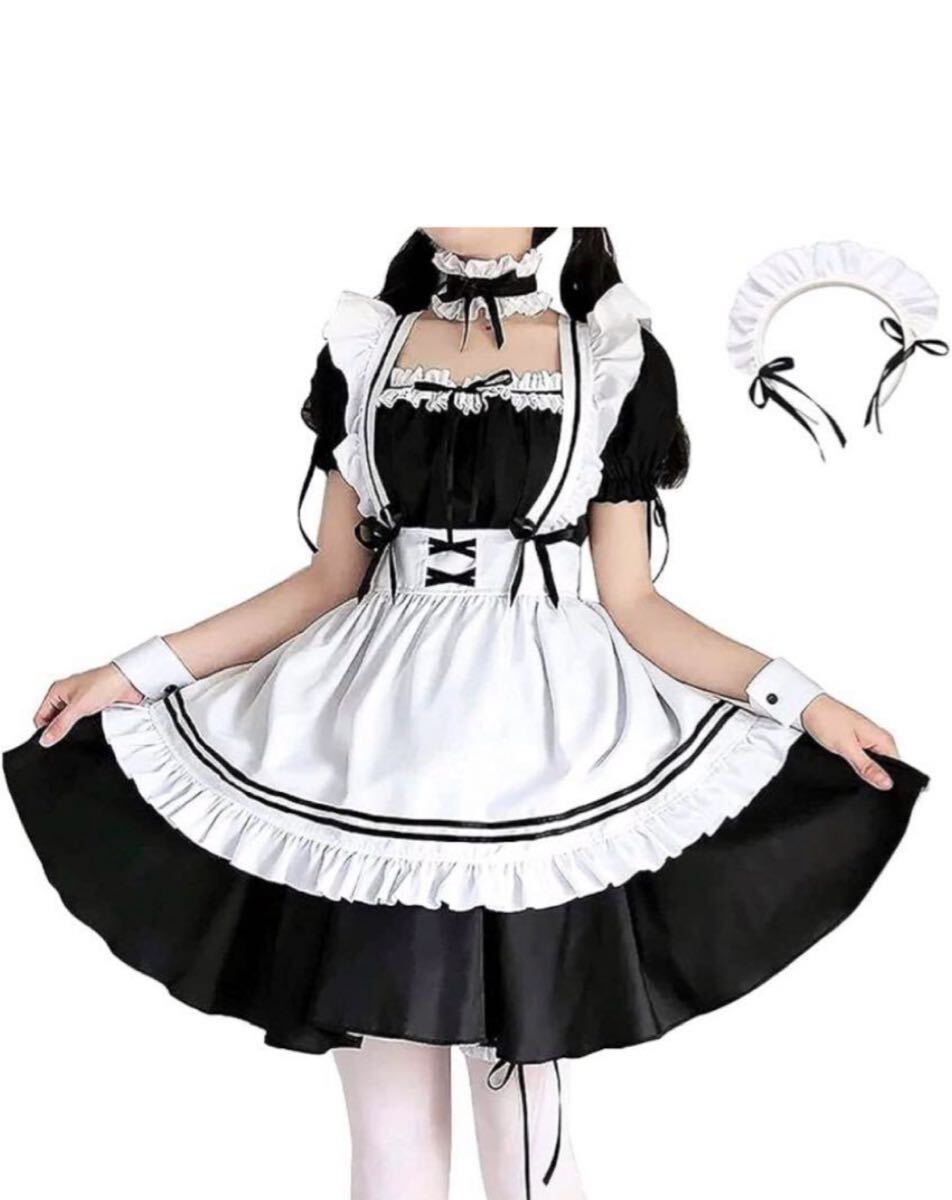 ハロウィンかわいいペチコート付きコスプレ衣装メイドセット コスプレ 仮装 メイド服 ワンピース