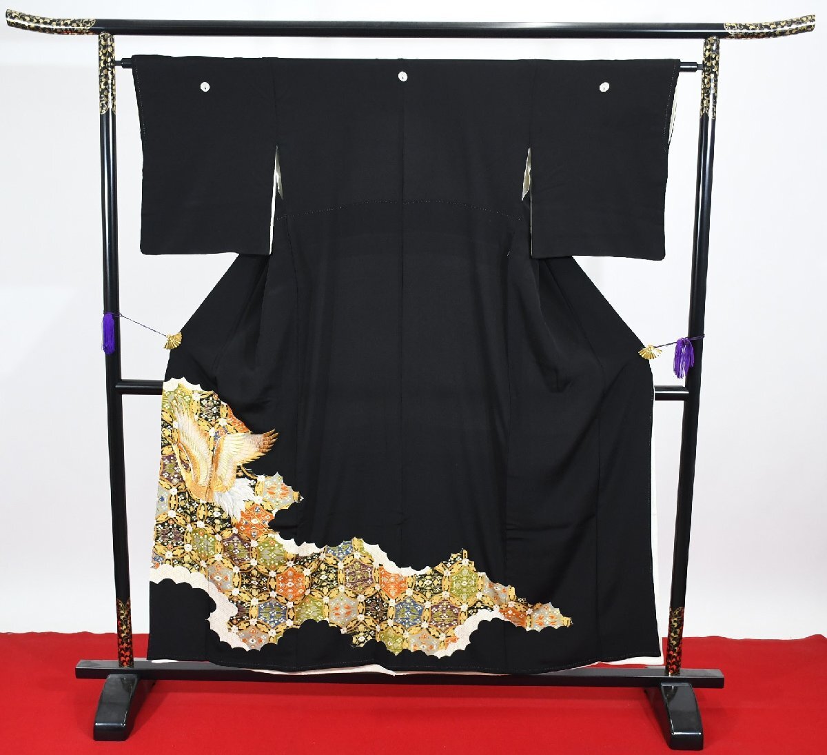 黒留袖 結婚式 七宝 源氏雲取り 身丈150cm 裄丈64cm ★着物 e-1120 桜庭呉服店