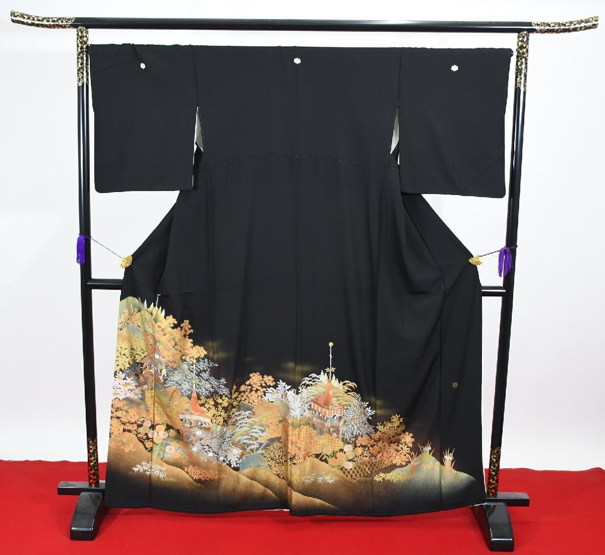 黒留袖 結婚式 祇園祭 神輿 金彩 正絹 身丈156cm 裄丈68cm ★着物 e-1118 桜庭呉服店