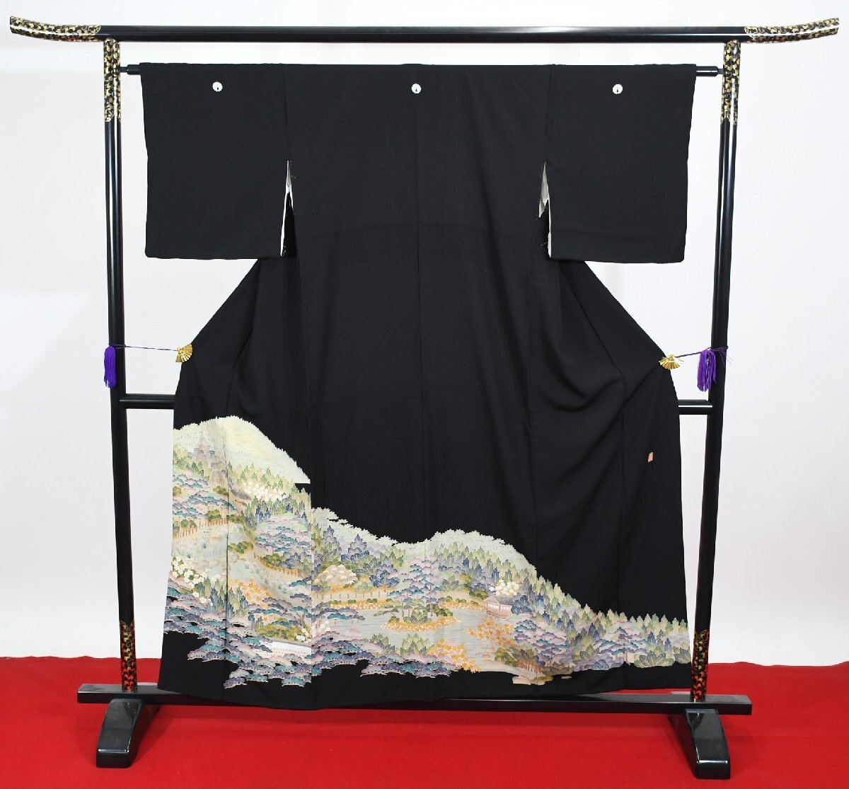 黒留袖 結婚式 自然文様 森林 風景 身丈150cm 裄丈63cm ★着物 e-1115 桜庭呉服店