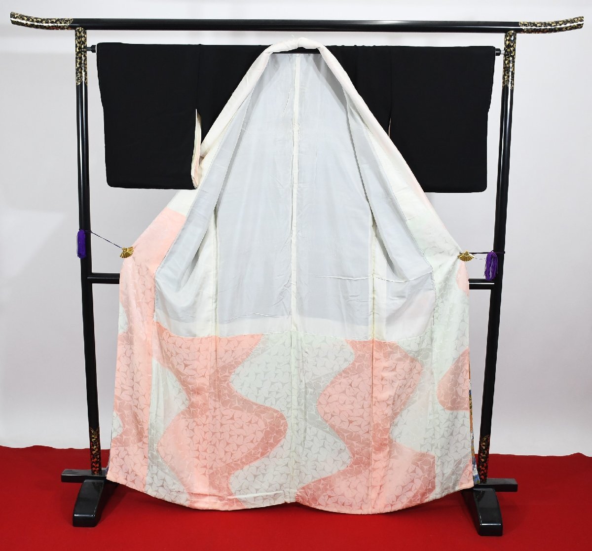 黒留袖 結婚式 籠目 花 身丈155cm 裄丈65cm ★着物 e-1139 桜庭呉服店_画像9