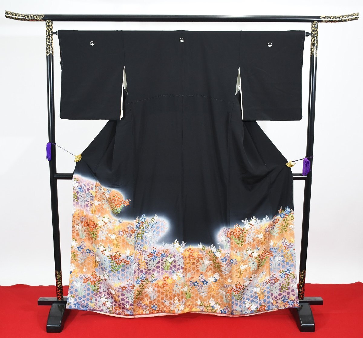 黒留袖 結婚式 籠目 花 身丈155cm 裄丈65cm ★着物 e-1139 桜庭呉服店_画像1