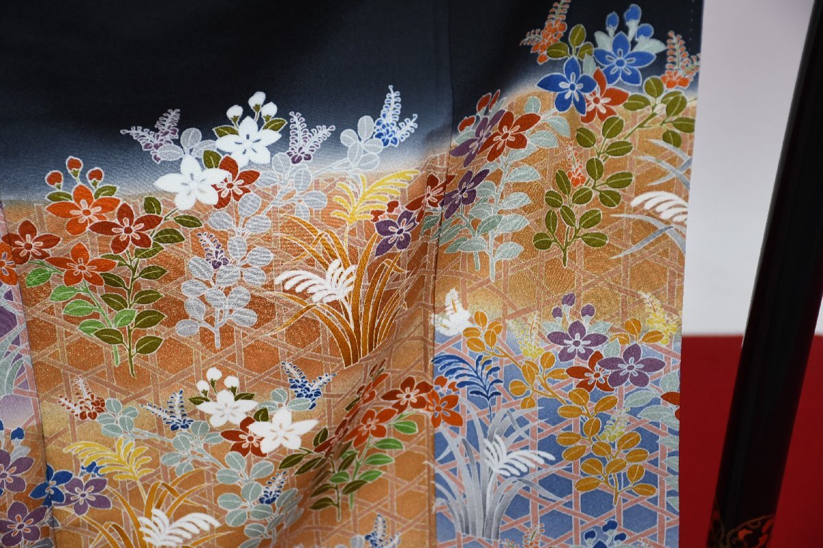 黒留袖 結婚式 籠目 花 身丈155cm 裄丈65cm ★着物 e-1139 桜庭呉服店_画像6