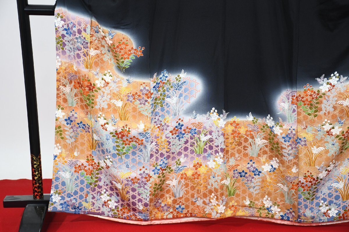 黒留袖 結婚式 籠目 花 身丈155cm 裄丈65cm ★着物 e-1139 桜庭呉服店_画像2