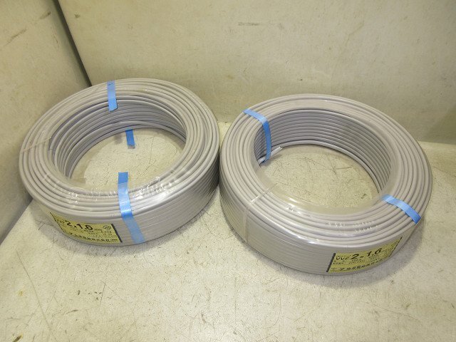 ▲▽8559 弥栄電線 VVFケーブル(鉛フリー) 2×1.6mm 100m 8.5kg (2点の内1点は僅かに使用されています)△▼