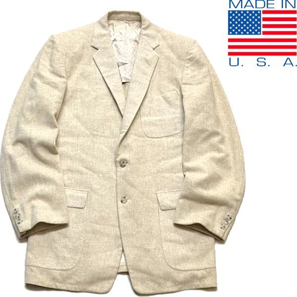 1点物◆USA製ビンテージ70sテーラードウールジャケット古着メンズLレディースOKアメカジ90sストリート/スーツブレザーUSブランド中古373705_画像1
