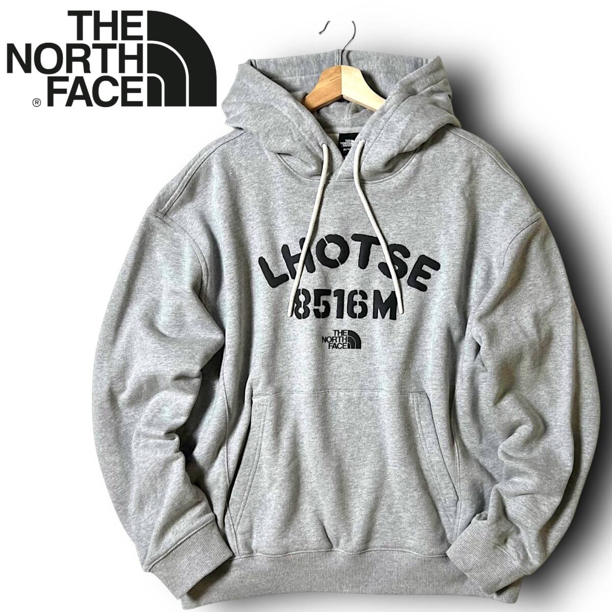 新品 THE NORTH FACE ノースフェイス 2024トレンド ロゴプリント ルーズフィット スウェット パーカー フーディ プルオーバー L ◆B4655