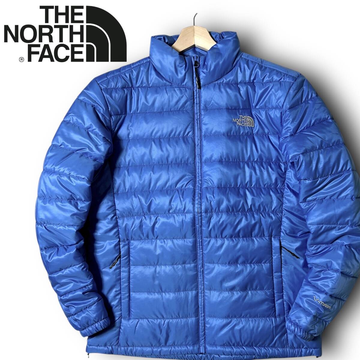 新品 THE NORTH FACE ノースフェイス V-MOTION 撥水 防風 防寒 保温 高機能中綿使用 ハイネック エコダウンジャケット ブルゾン L ◆B4733