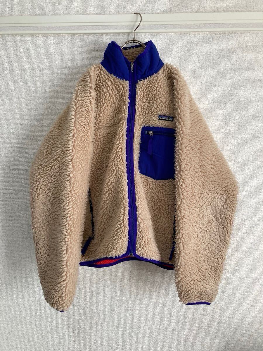 01年製 patagonia パタゴニア レトロX カーディガンフリースジャケット 毛足長 ナチュラルカラー USA製 サイズS☆90s グリセード シンチラ
