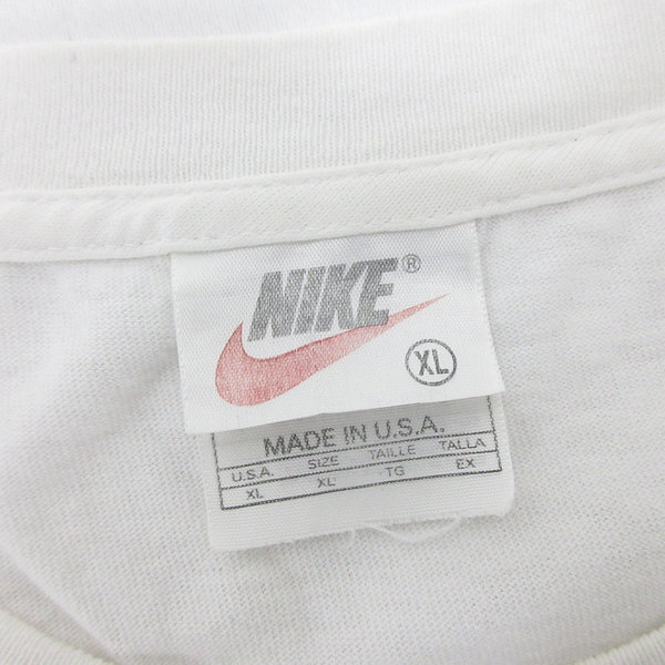 H■90s?USA制■ナイキ/NIKE ビッグロゴプリントTシャツ ヴィンテージ【XL】白/MENS■64【中古】