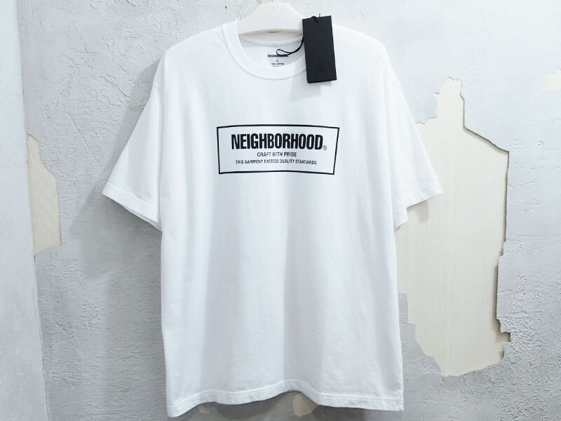 新品 L サイズ 24AW 定価8800円 NEIGHBORHOOD NH TEE SS-1 Tシャツ ボックスロゴ WHITE ネイバーフッド F