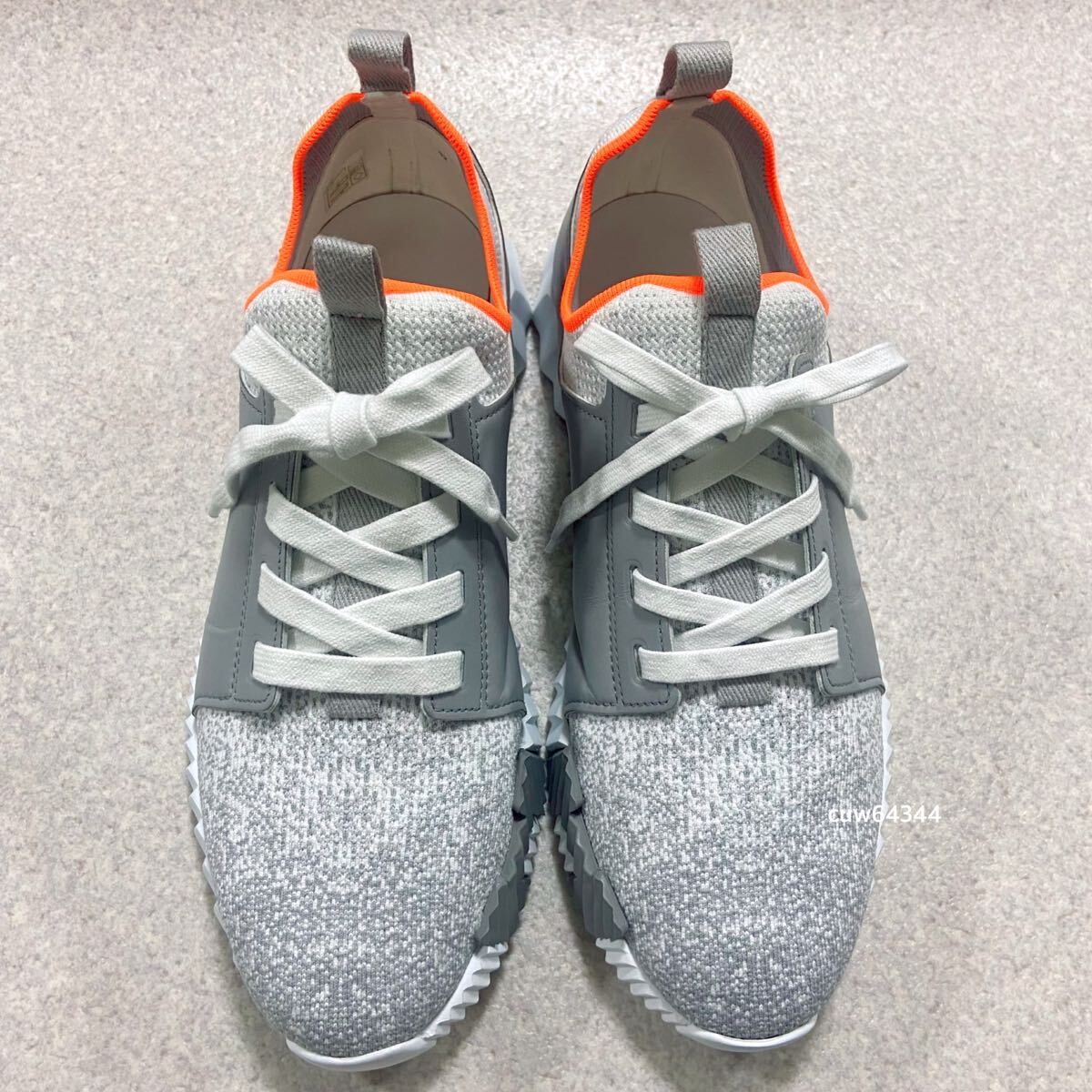 國內(nèi)正規(guī)品 極美品 42（約26.5?27cm前后） Hermes エルメス スニーカー デパール カーフレザー×ニット グレー系 BOX?保存袋 付屬品