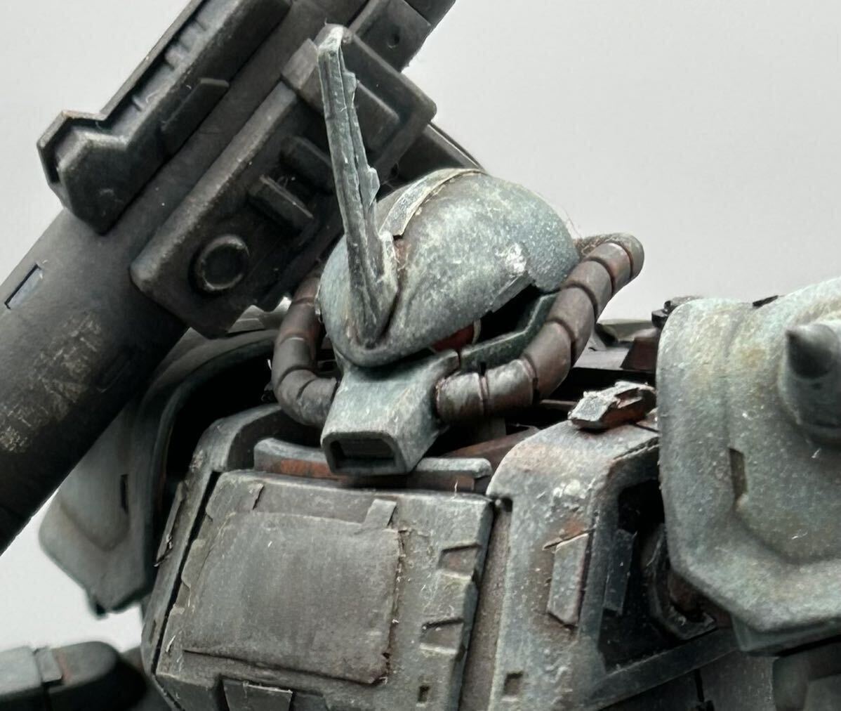ガンプラオリジナルミキシング、ガンダムMk-1.5、塗装ウェザリング仕上げ。 HG 1/144グフ・カスタム(オリジナルミキシング)筆塗り完成品