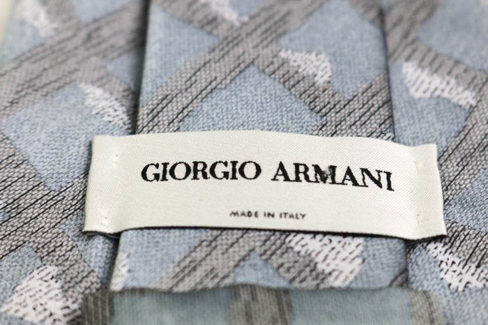 ジョルジオアルマーニ ブランド ネクタイ チェック柄 シルク イタリア制 PO メンズ ライトグレー GIORGIO ARMANI