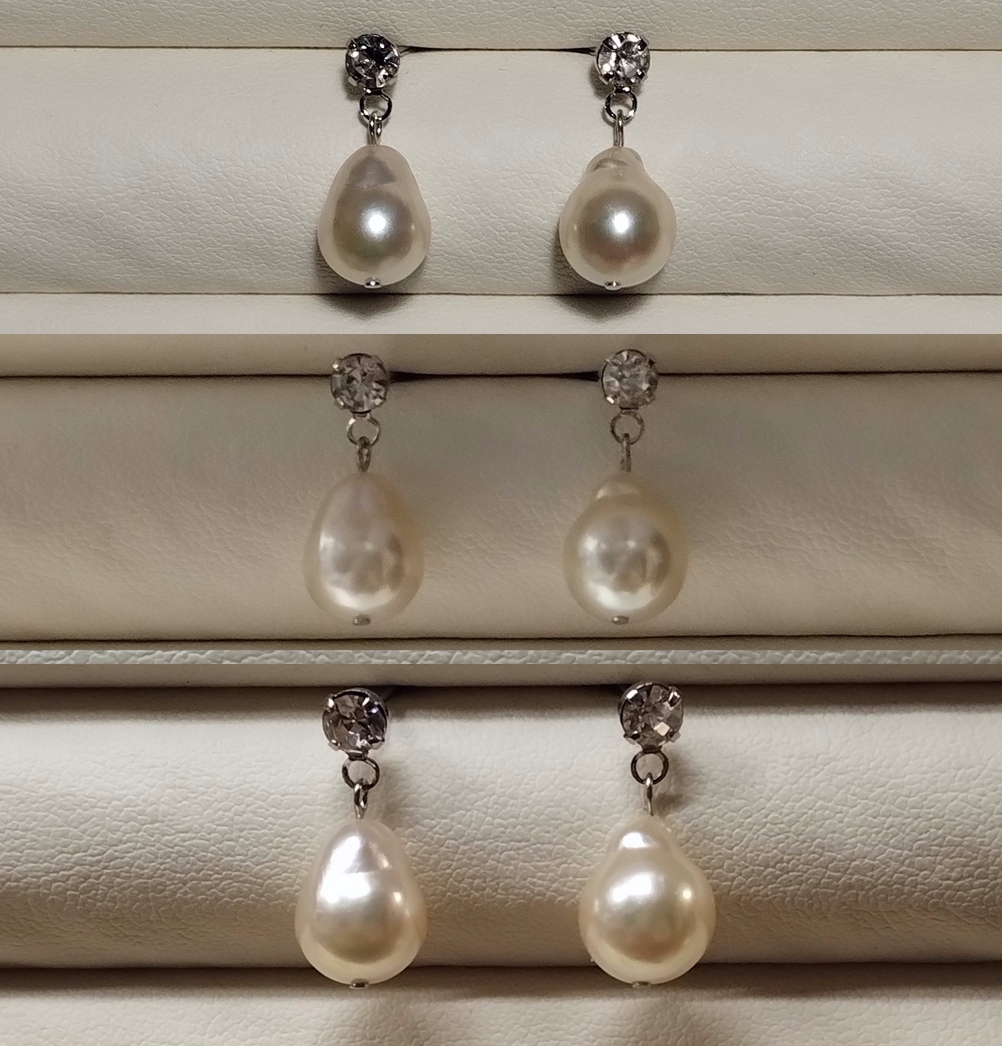 *. peace island production ... pearl . thing ba lock large . approximately 8-8.5mm. glass Stone attaching earrings YO-81