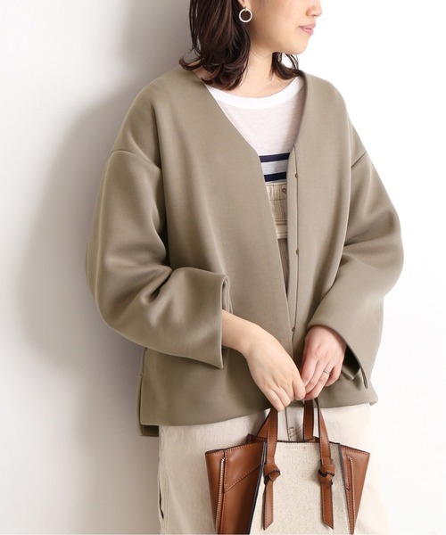 ∞ slobe iena イエナスローブ ダンボール ニット Vネック ブルゾン グレージュ　ジャケット　コート　羽織り　∞