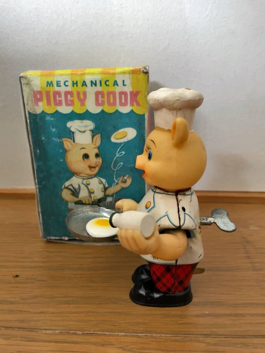動画あり！！★米澤玩具（ヨネザワ）玩具 ピギーコック★ブリキおもちゃ 当時もの貴重!! ピギーコックPIGGY COOKブリキ電動 | ブリキの