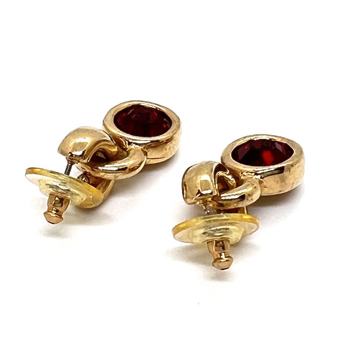  beautiful goods * GIVENCHY Givenchy ji van si. Vintage earrings color stone large .. Gold red 