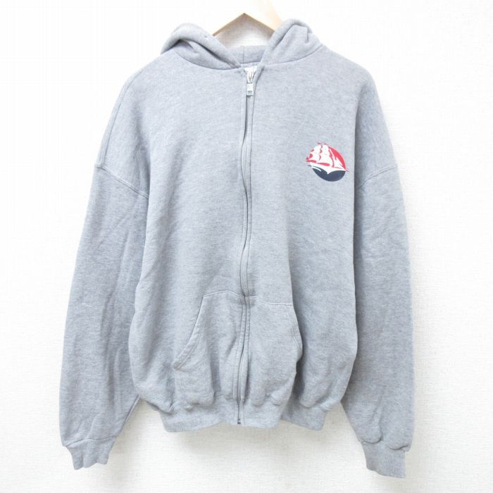 XL★古着 長袖 フルジップ スウェット パーカー メンズ 70年代 70s 無地 襟付き ラグラン 薄紺 ネイビー 霜降り 24sep13 中古 スエット トレーナー トップス 60\u0027s ビンテージ ☆ Healthknit へルスニット 裏 サーマル