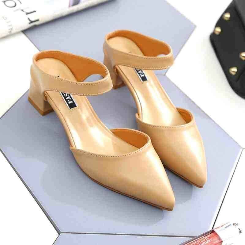  mules shoes sandals po Inte dotu strap pumps office 35 apricot 