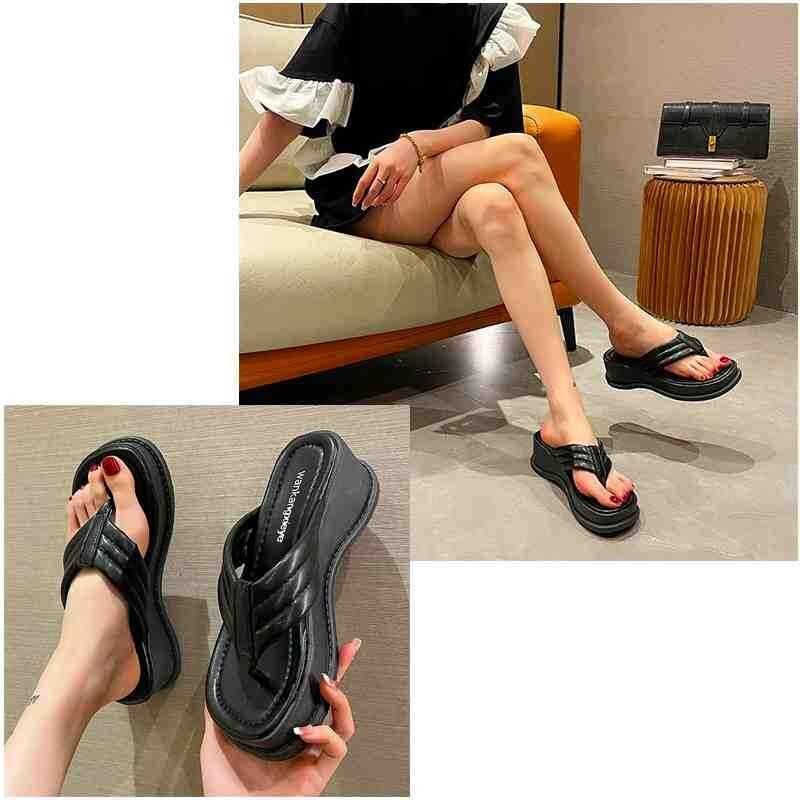  tongs sandals thickness bottom beautiful legs legs length summer soft beach sandals soft simple fatigue difficult 35 black 