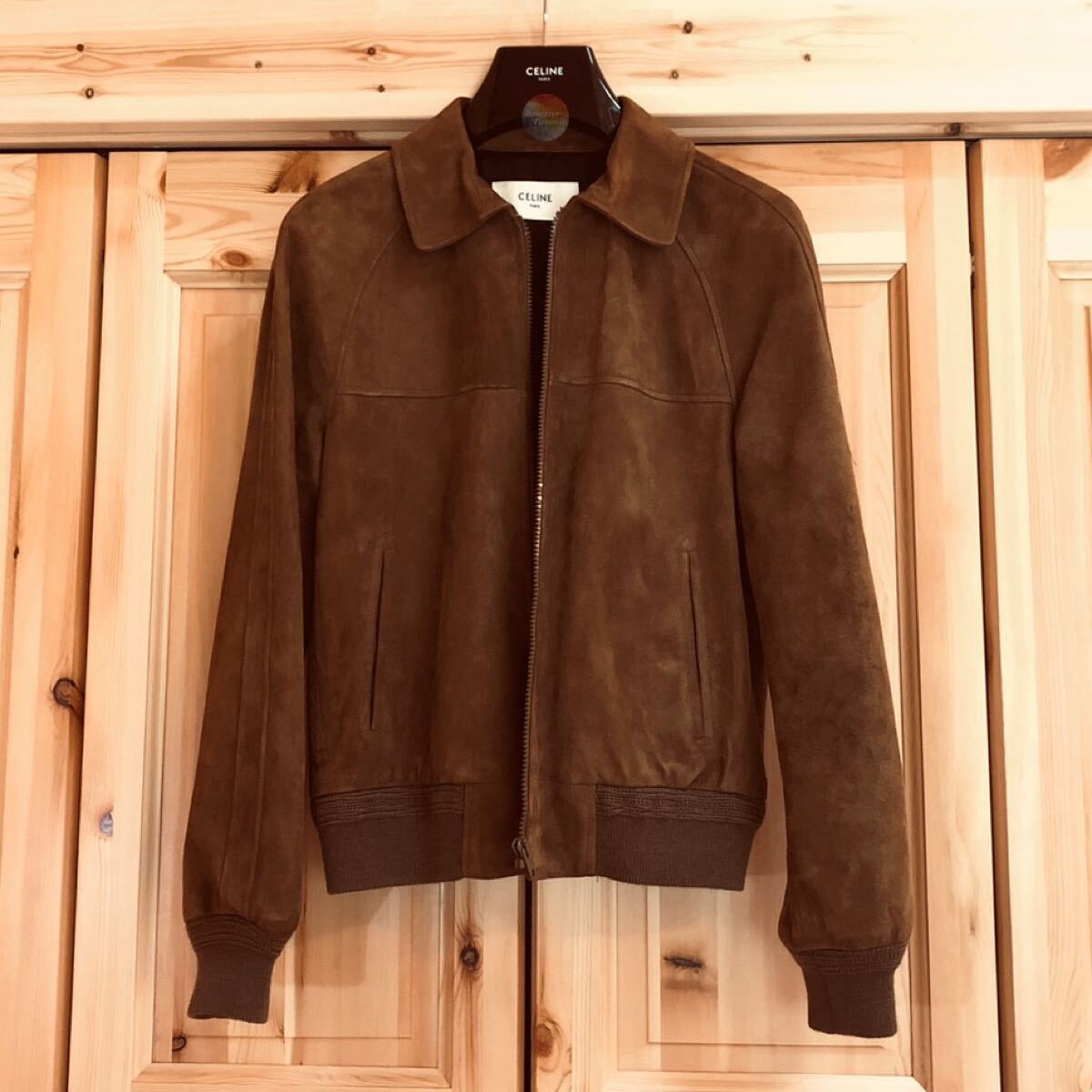 CELINE（セリーヌ）スエードブルゾン新品　BLOUSON RAGLAN SUEDE レザージャケット 本革 スエード ジャケット レザー ブラウン