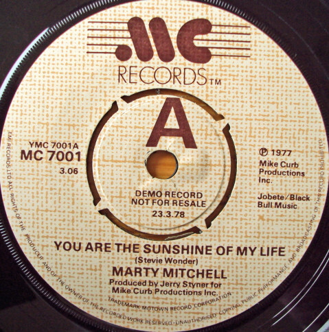 英7 Marty Mitchell You Are The Sunshine Of My Life MC7001PROMO MC Records (3) プロモ /00080