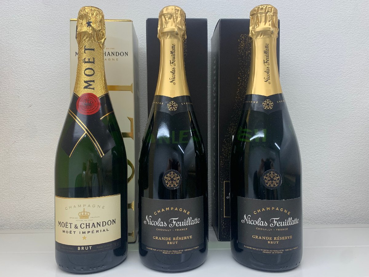 【未開栓】モエ・アンペリアル / モエ・エ・シャンドン 750ml ニコラ・フィアット グラン・レゼルヴ ブリュット 750ml ×2本 計3本セット
