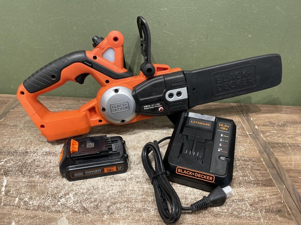 021■おすすめ商品・店頭引取限定商品■BLACK&DECKER コードレスチェーンソー GKC1820L2N-JP バッテリー1個、充電器有 店頭引取限定