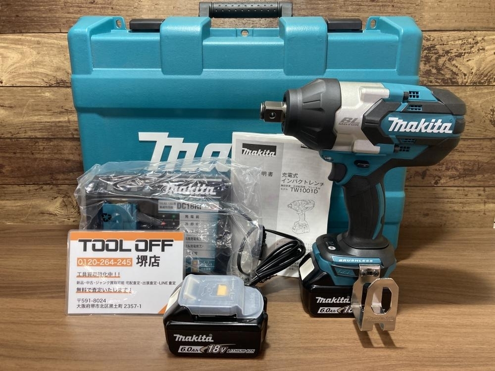 011◎未使用品◎makita マキタ 18V充電式インパクトレンチ TW1001DRGX バッテリ×2・充電器×1