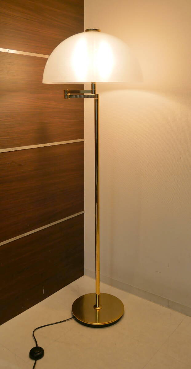 引取歓迎 東大阪(R611-H175)動作品 白熱灯照明器具 キノコ型ランプ 半円形 スタンドライト フロアランプ フットスイッチ付 照明 インテリア