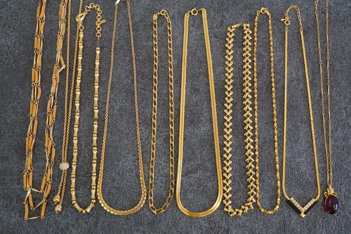B1280 海外製含む ゴールドカラー ネックレス 10点セット ヴィンテージ アクセサリー 大量 まとめて おまとめ まとめ売り ペンダント