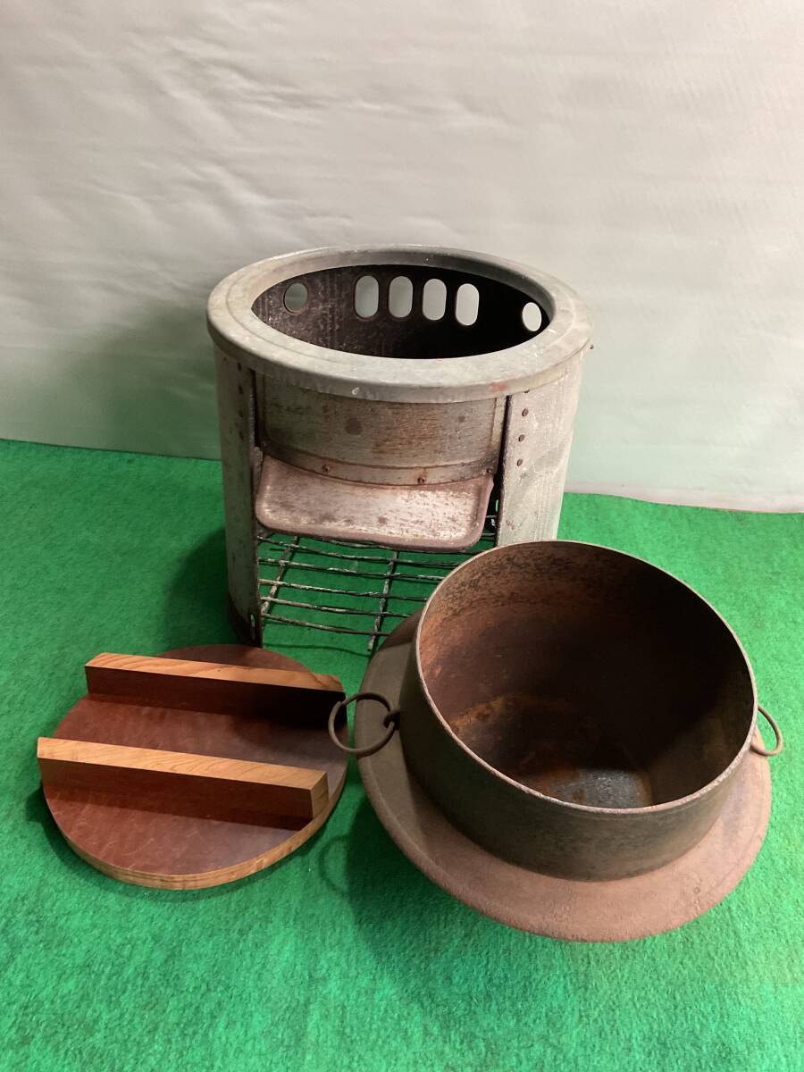 羽釜 かまどセット はがま 竈門 アウトドア アンティーク 昭和レトロ ma61 羽釜 かまどセット はがま 竈門 アウトドア アンティーク 昭和