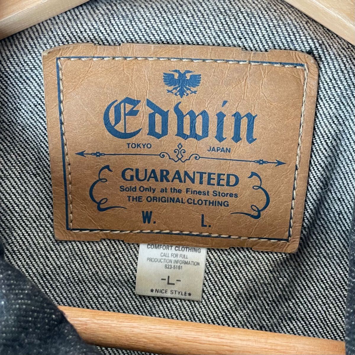 初売りセール EDWIN Gジャン ジージャン ジャンパー コート グレー ビンテージ 長袖 Lサイズ★ヴィンテージ デニムジャケット 刺繍 エドウィン★花柄 ジャケット・アウター