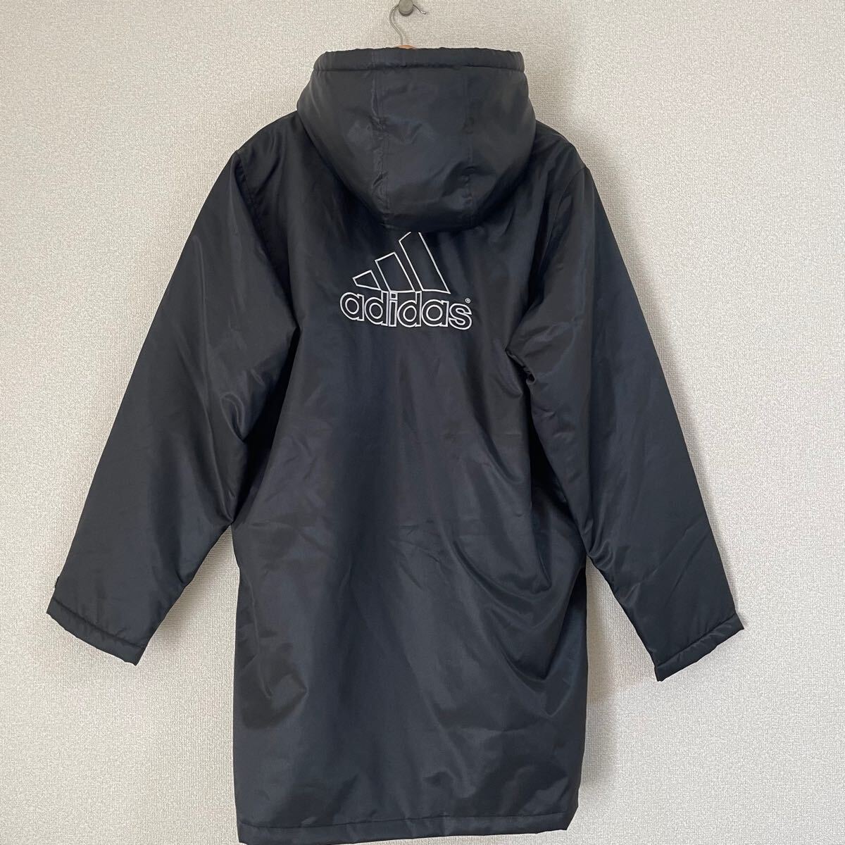超美品★アディダス ベンチコート Oサイズ ヴィンテージ 00s★adidas アウター 防寒 中綿 ダウン ブラック 黒 ジャケット フリース素材