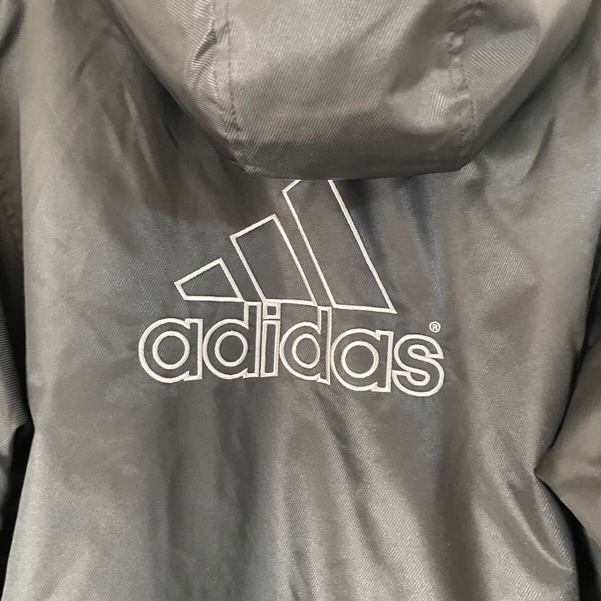 超美品★アディダス ベンチコート Oサイズ ヴィンテージ 00s★adidas アウター 防寒 中綿 ダウン ブラック 黒 ジャケット フリース素材