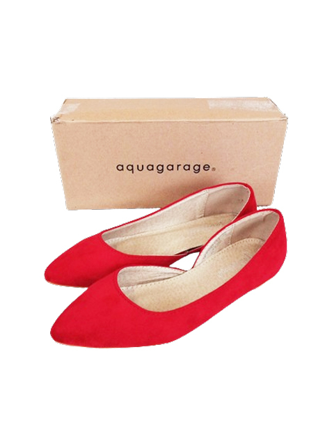 sh0108 ◇送料無料 新品 aquagarage アクアガレージ レディース パンプス シューズ サイズ38 24.0cm相当 赤 スウェード セパレート 靴