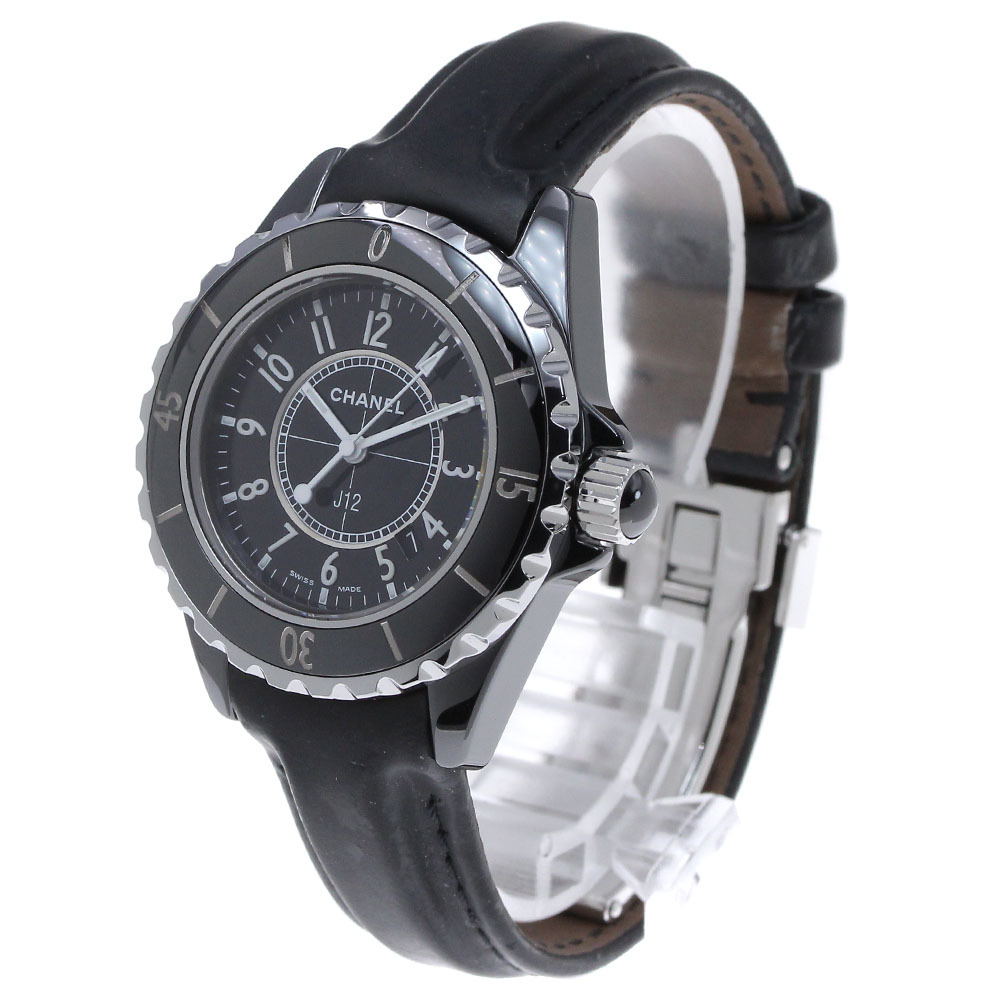 シャネル CHANEL H0680 J12 黒セラミック デイト クォーツ レディース メーカーOH済み_(dá)843926