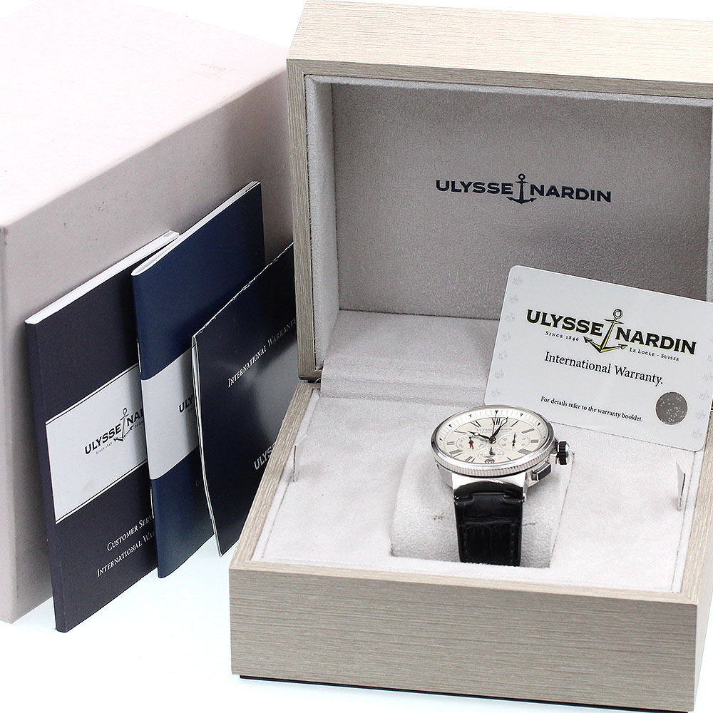 ベルト訳あり ユリス?ナルダン Ulysse Nardin 1533-150 マリーン クロノグラフ 自動巻き メンズ 箱?保証書付き_844302