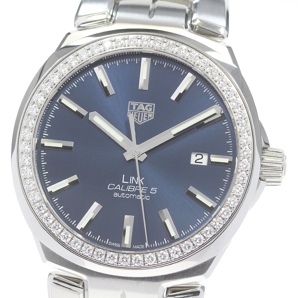 タグホイヤー TAG HEUER WBC2113 リンク キャリバー5 ダイヤベゼル デイト 自動巻き メンズ 良品 箱?保証書付き_848551