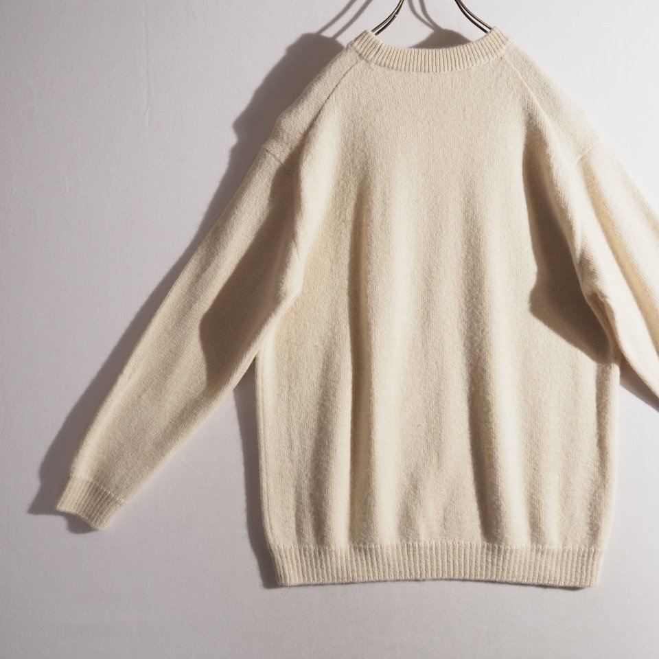 M7615P VATONei тонн V 23AW NATURAL ALPACA CREWNECK SWEATER большой размер альпака вязаный белый 4/M осень-зима rb mks