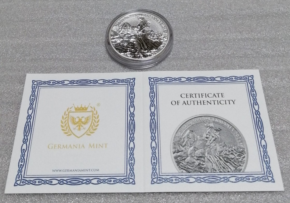 2024 ゲルマニア 銀貨 純銀 カプセルと証明書付き BU 完全未使用