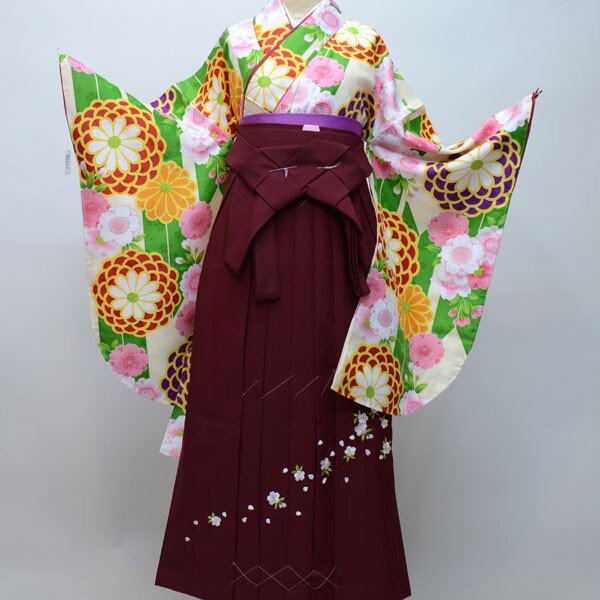  кимоно hakama комплект Junior для . исправление 135cm~143cm желтый зеленый цвет цветочный принт hakama модификация возможность церемония окончания . пожалуйста новый товар ( АО ) дешево рисовое поле магазин NO23222-02