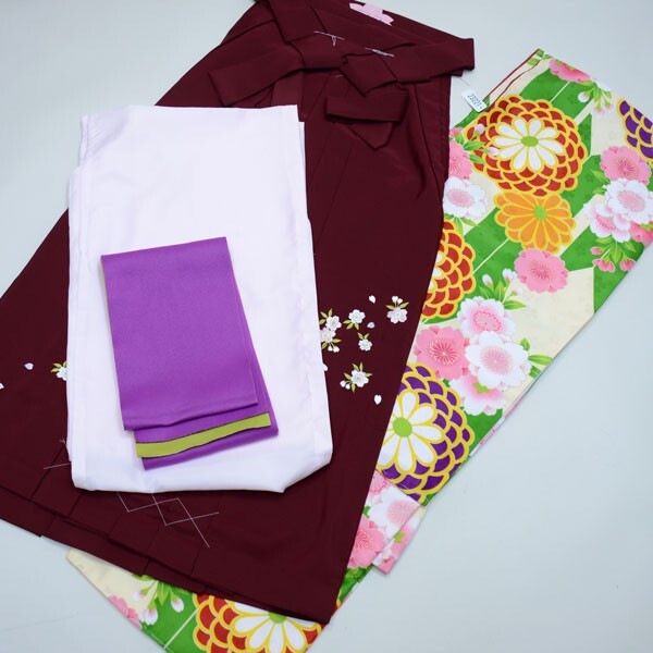  кимоно hakama комплект Junior для . исправление 135cm~143cm желтый зеленый цвет цветочный принт hakama модификация возможность церемония окончания . пожалуйста новый товар ( АО ) дешево рисовое поле магазин NO23222-02