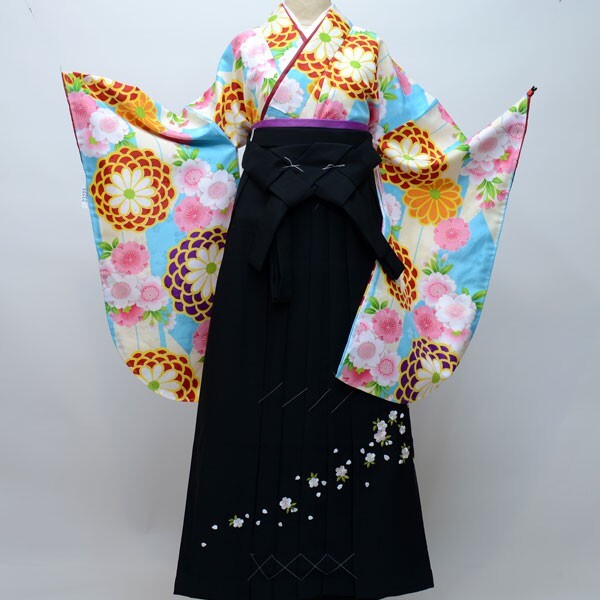  кимоно hakama комплект Junior для . исправление 135cm~143cm бледно-голубой цветочный принт hakama модификация возможность церемония окончания . пожалуйста новый товар ( АО ) дешево рисовое поле магазин NO23223-02