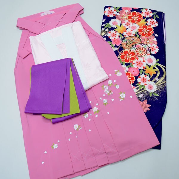  кимоно hakama комплект Junior для . исправление 135cm~143cm высококлассный . перо рисунок фиолетовый цвет ткань. сделано в Японии hakama модификация возможность церемония окончания новый товар ( АО ) дешево рисовое поле магазин NO22782-02