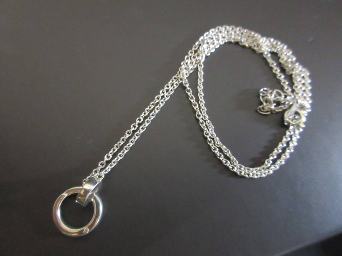 ＊100円～【Canal 4℃】カナルヨンドシー 2018 SILVER 刻印 ダブルリング シルバーネックレス ペンダント 総重量 4.87g＊T-99